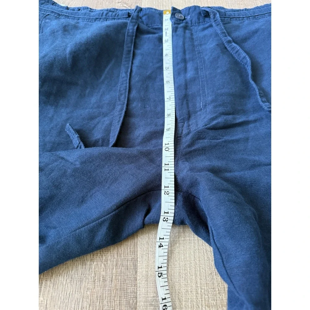 Cubavera Men's Navy Linen Blend Pants XLx32 Resort Wear Elastic Waist Drawstring